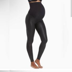 Spanx Maternity faux leather Black Leggings size large